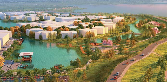 鄂州广家洲大堤湖滨湿地公园效果图