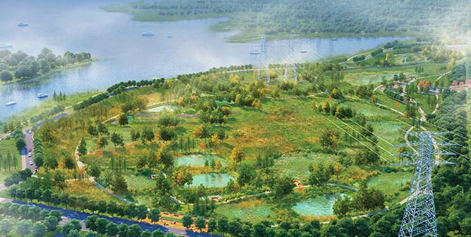 鄂州广家洲大堤湖滨湿地公园效果图