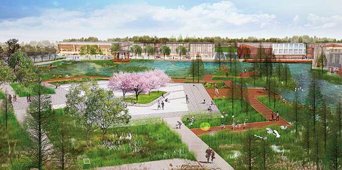 鄂州广家洲大堤湖滨湿地公园效果图