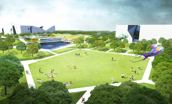 日照经济开发区三河景观规划设计局部效果图