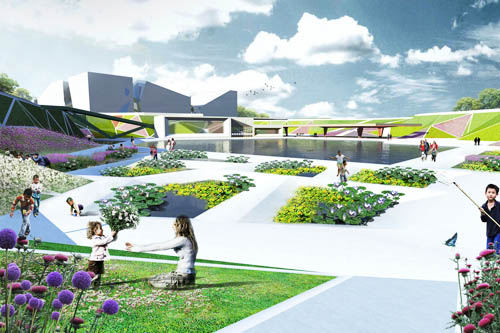 日照经济开发区三河景观规划设计局部效果图