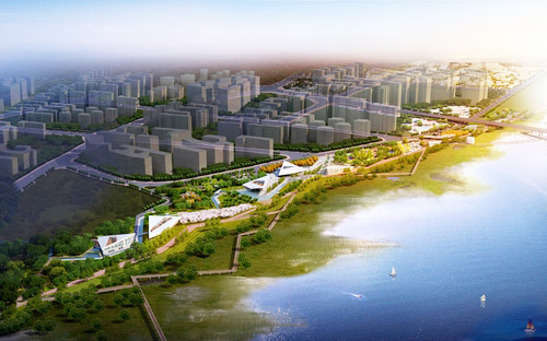 洪雅青衣江两岸景观公园鸟瞰图