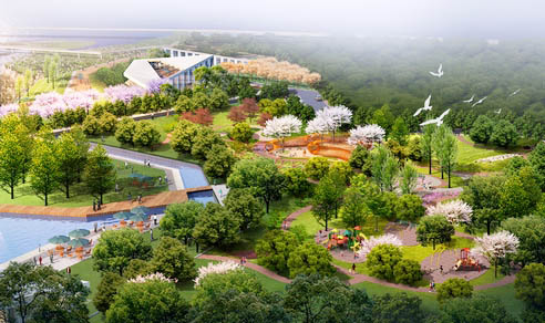 洪雅青衣江两岸景观公园外局部效果图