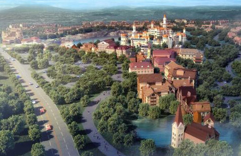 宜兴阳羡湖旅游小镇效果图鸟瞰