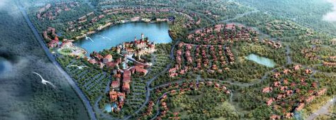 宜兴阳羡湖旅游小镇效果图鸟瞰